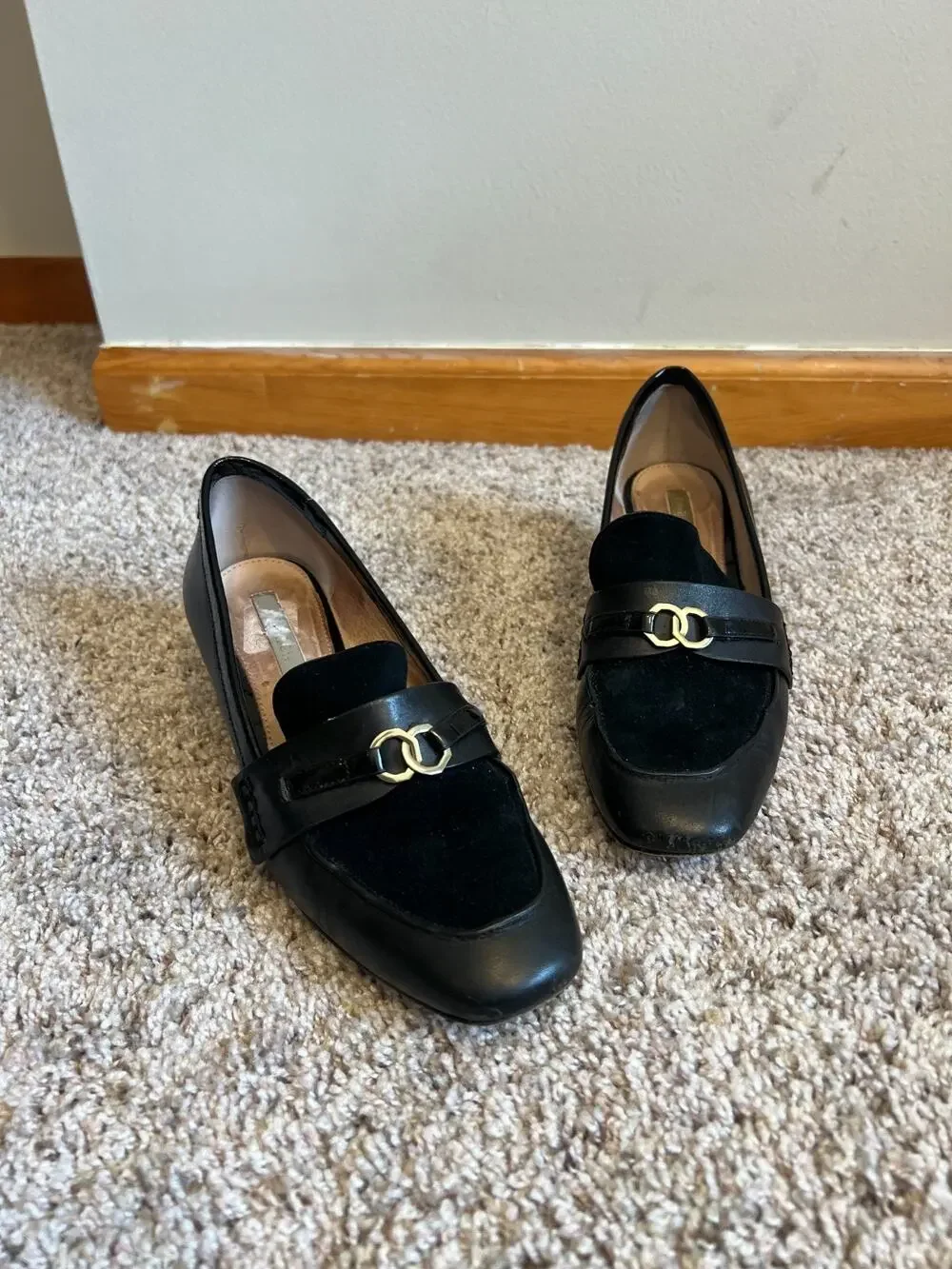 Louise Et Cie Leather Mary Jane Black Square Toe Block Heel Horse Bit Retro 6.5